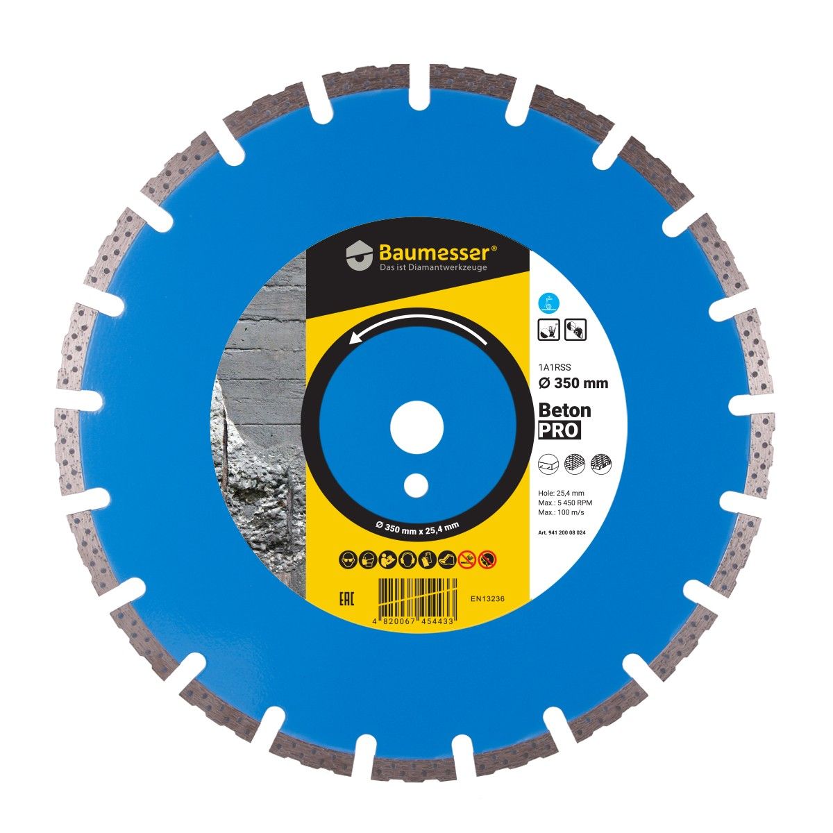 Диск алмазный по бетону 300х3/2х10х25,4 мм Baumesser Beton PRO 1A1RSS/C1-H 94120338022 - фото