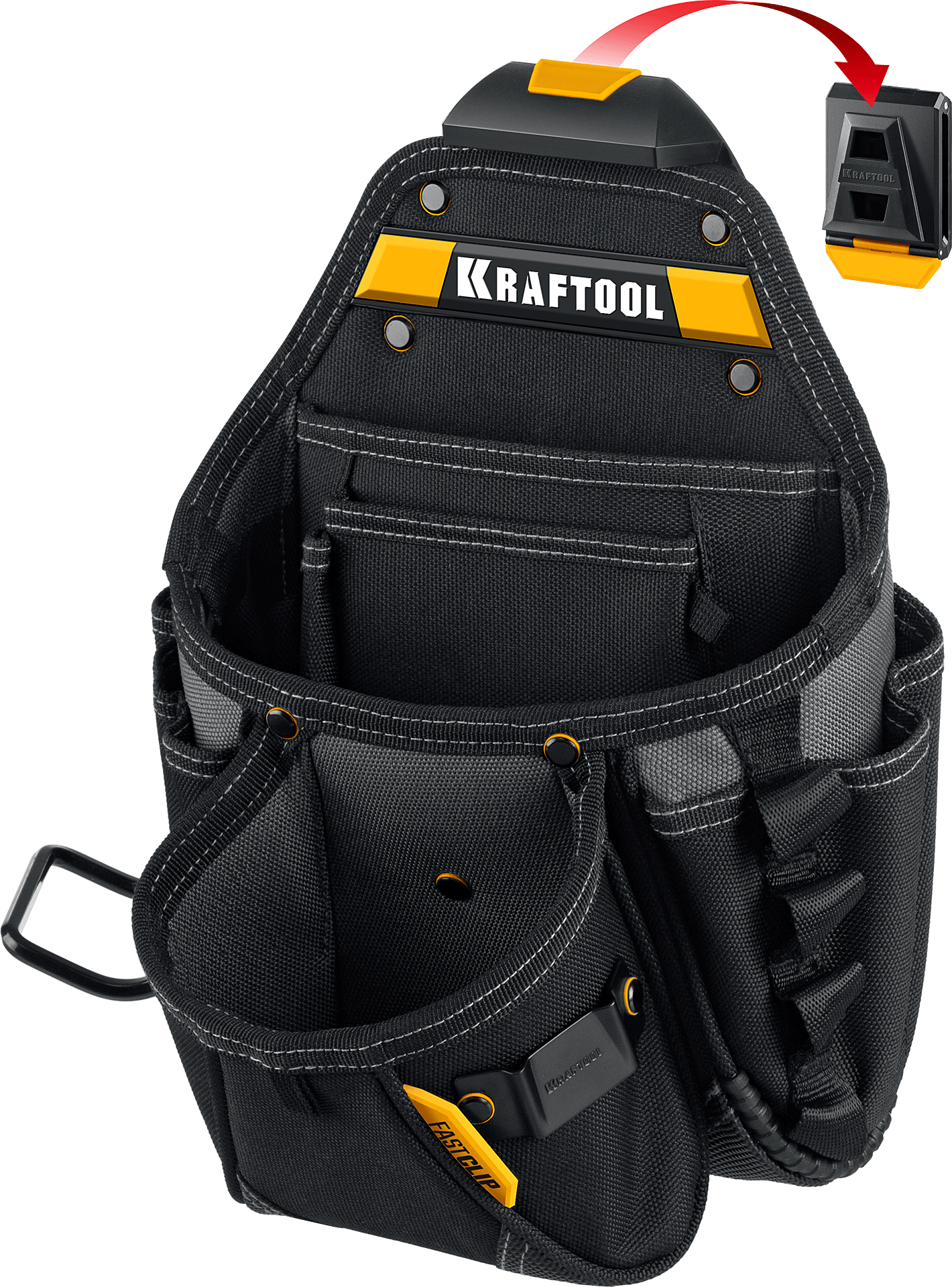 Сумка поясная строителя с креплением FastClip KP- 27 Kraftbuilt Kraftool 38773 - фото