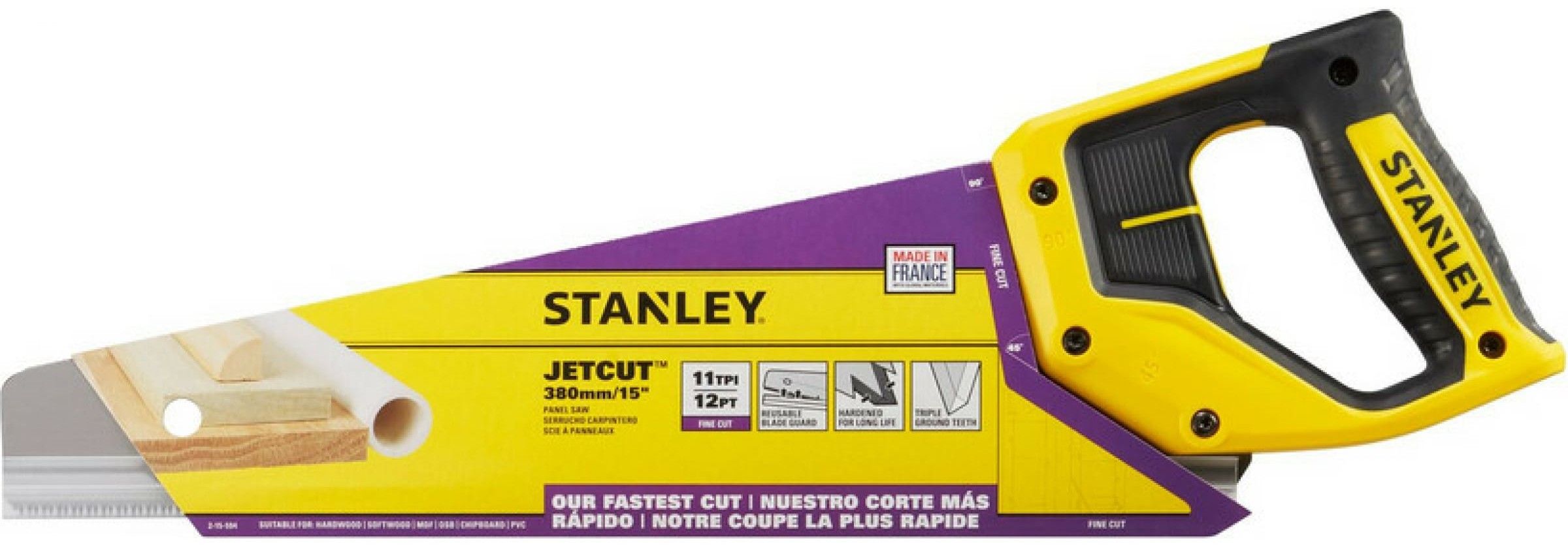 Ножовка по дереву с мелким зубом 380 мм STANLEY Jet-Cut 2-15-594 - фото