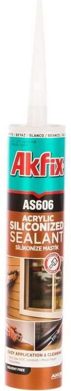 Герметик акриловый силиконизированный 310 мл Akfix AS606 AA001, белый - фото