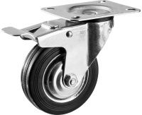 Изображение товара Колесо поворотное диаметром 125 мм c тормозом и игольчатым подшипником, резина/металл ЗУБР 30936-125-B