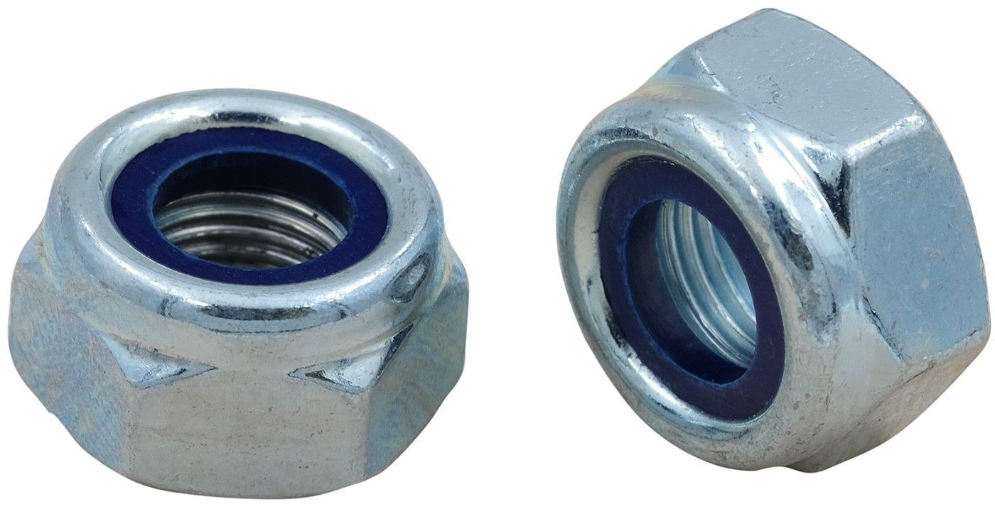 Гайка самоконтрящаяся с нейлоновой вставкой М5 DIN 985, класс прочности 10, оцинкованная сталь, 1000 шт - фото