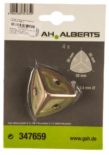 Уголок для ящика 30х30х30 мм Gah Alberts 347659, желтый цинк 4 шт - фото