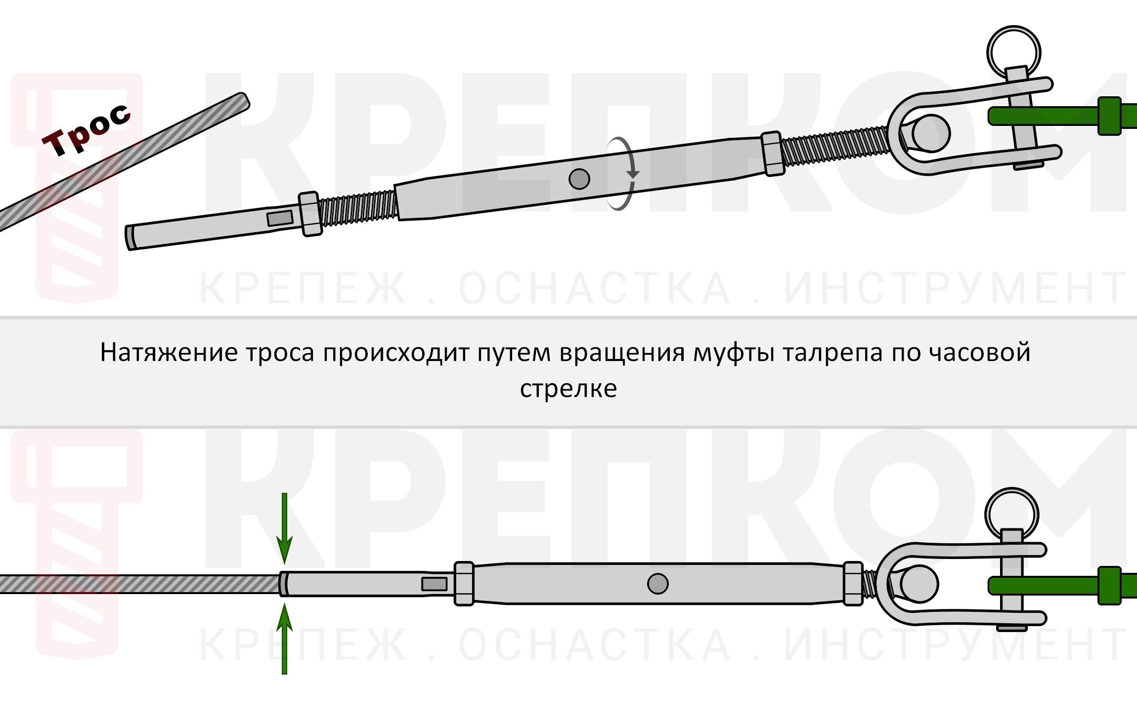 Талреп закрытый вилка-шарнир с обжимом для троса 8276, нержавеющая сталь А4 - фото