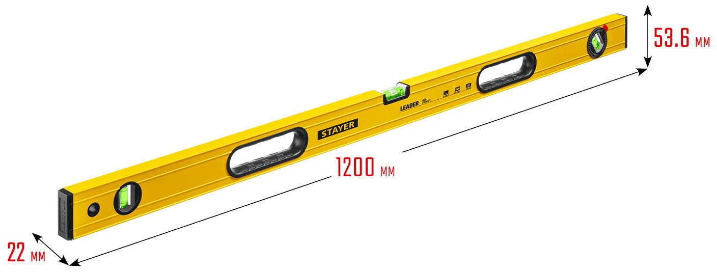 Уровень строительный усиленный 1200 мм Stayer Leader Master 3466-120 - фото