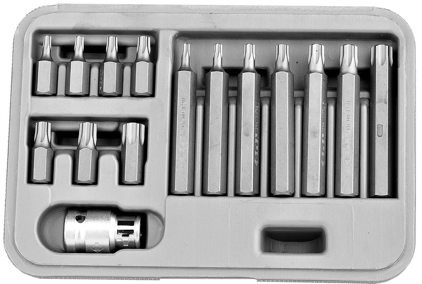 Набор бит усиленных TORX в пластиковом боксе ЗУБР 2651-H15_z01, CR-Mo, 15 предметов - фото