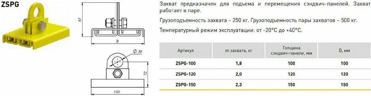 Захват торцевой для сэндвич-панелей ZSPG, сталь - фото