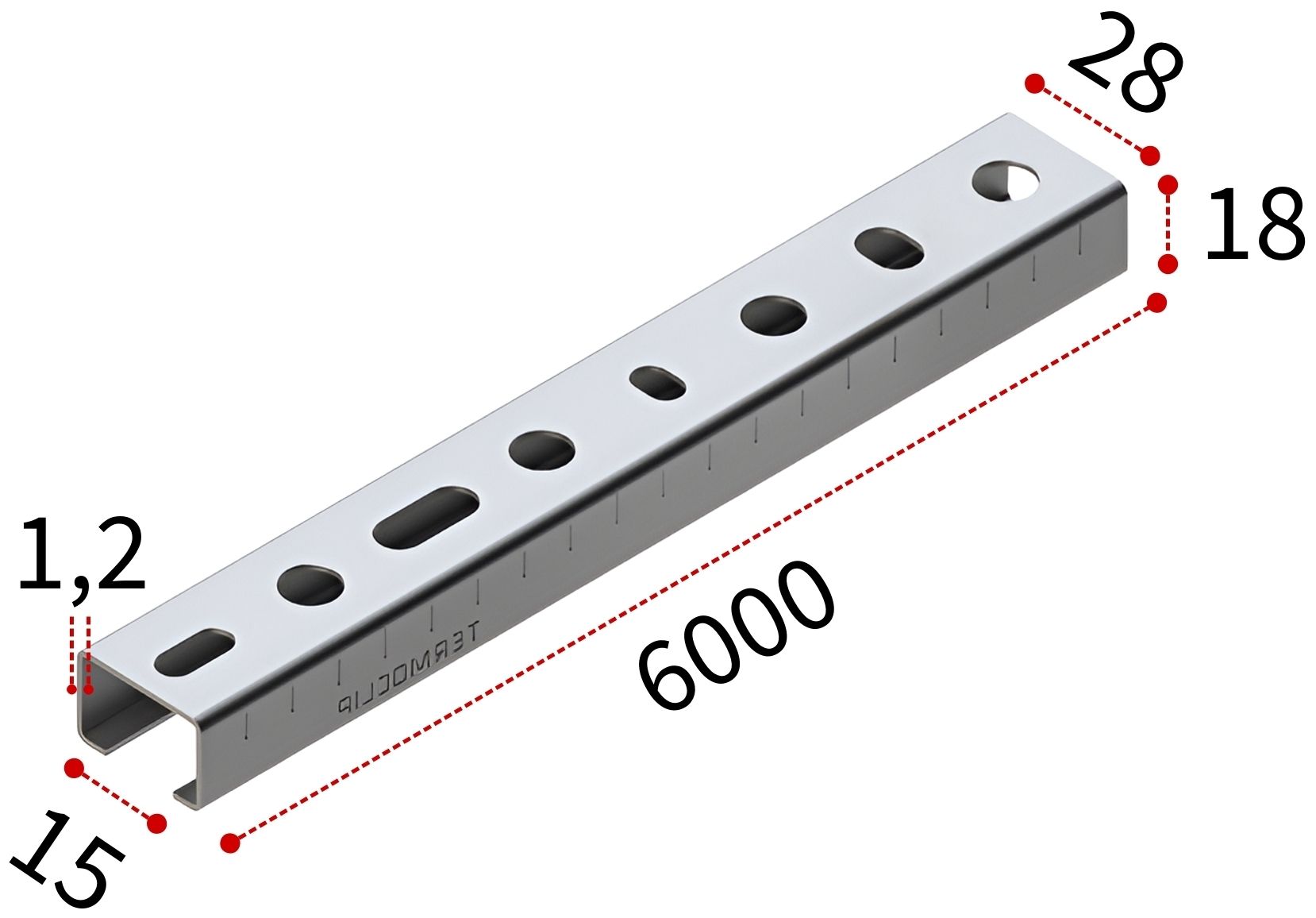 Профиль монтажный С-образный 28х18х1,2 мм, L=6000 мм, тип L TERMOCLIP 09101003 - фото