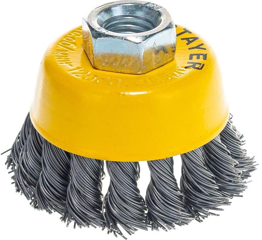 Щетка-крацовка чашечная для УШМ, жгутированная стальная проволока 0,5 мм Stayer Prof  - фото