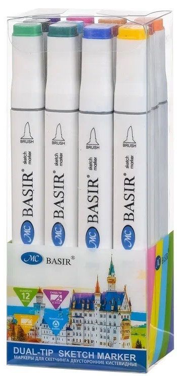 Набор скетчмаркеров 2-х сторонних, 1-7 мм 12 цветов, MC-5600-12 - фото