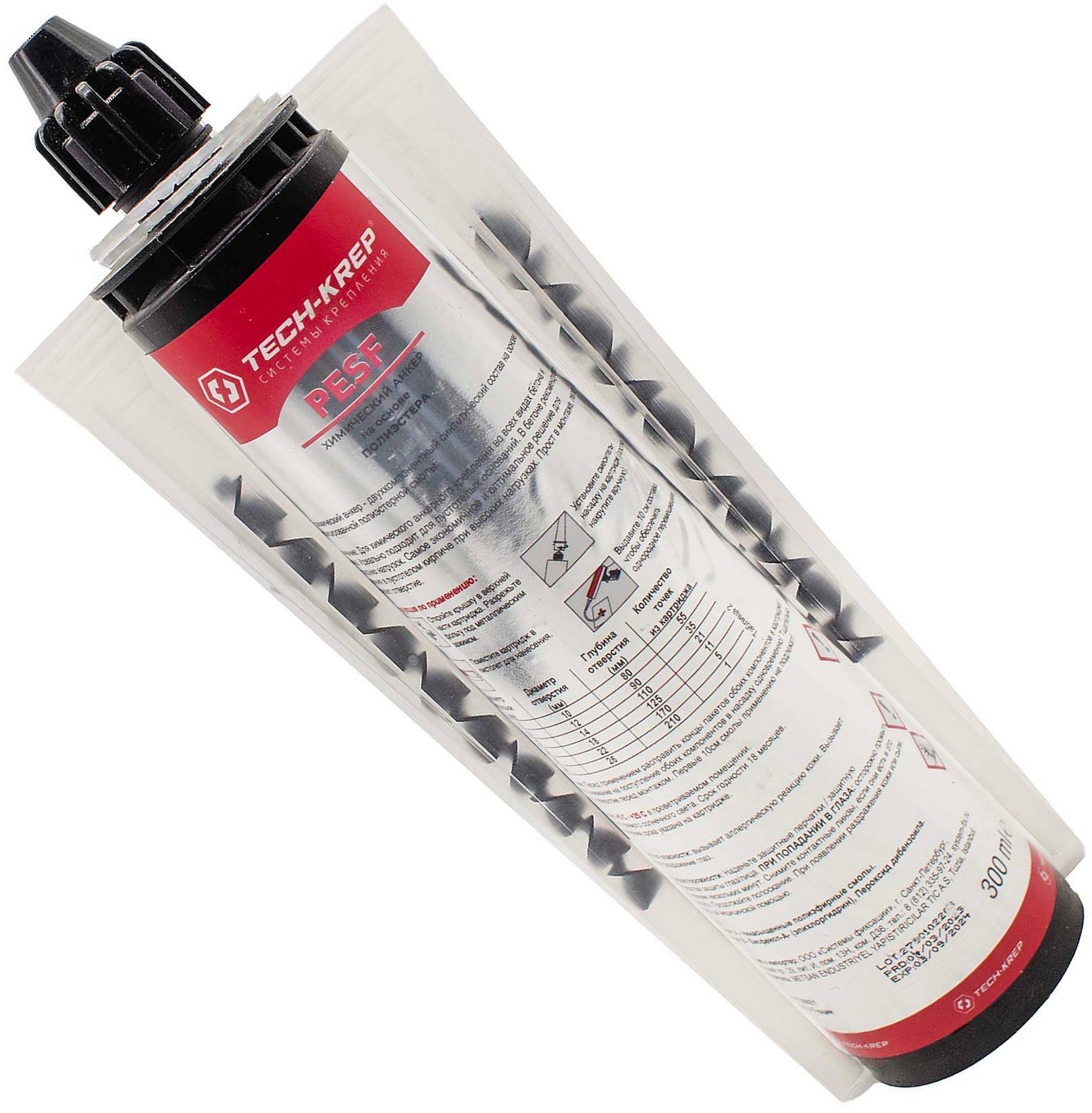 Химический анкер 300 мл Tech-KREP Pesf летний, полиэстерная смола, 2 насадки - фото