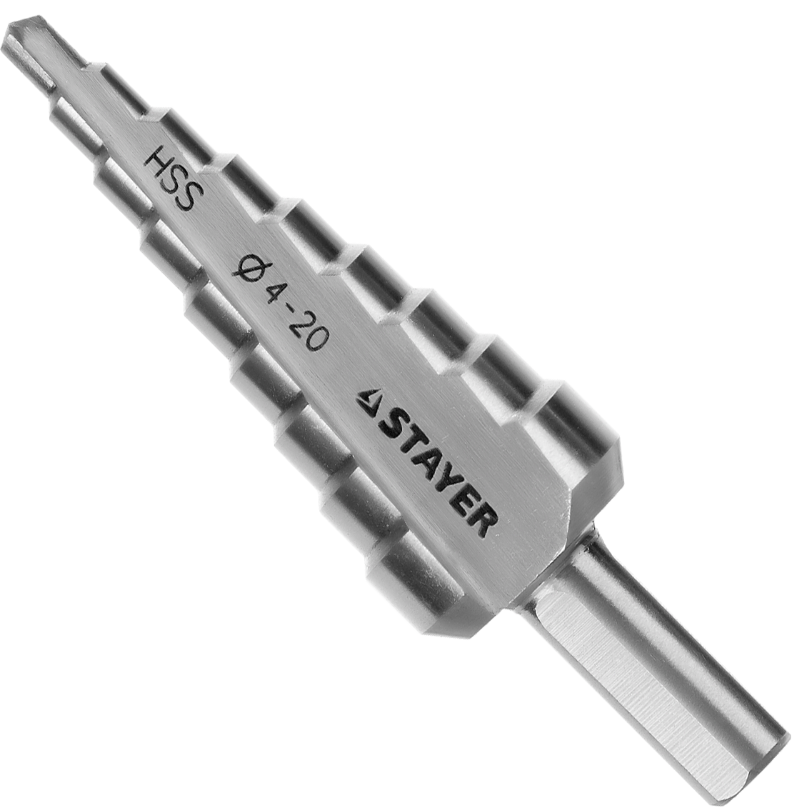 Cверло ступенчатое 4-12 мм Max Drill Stayer 29660-4-12-5, шестигранный хвостовик - фото