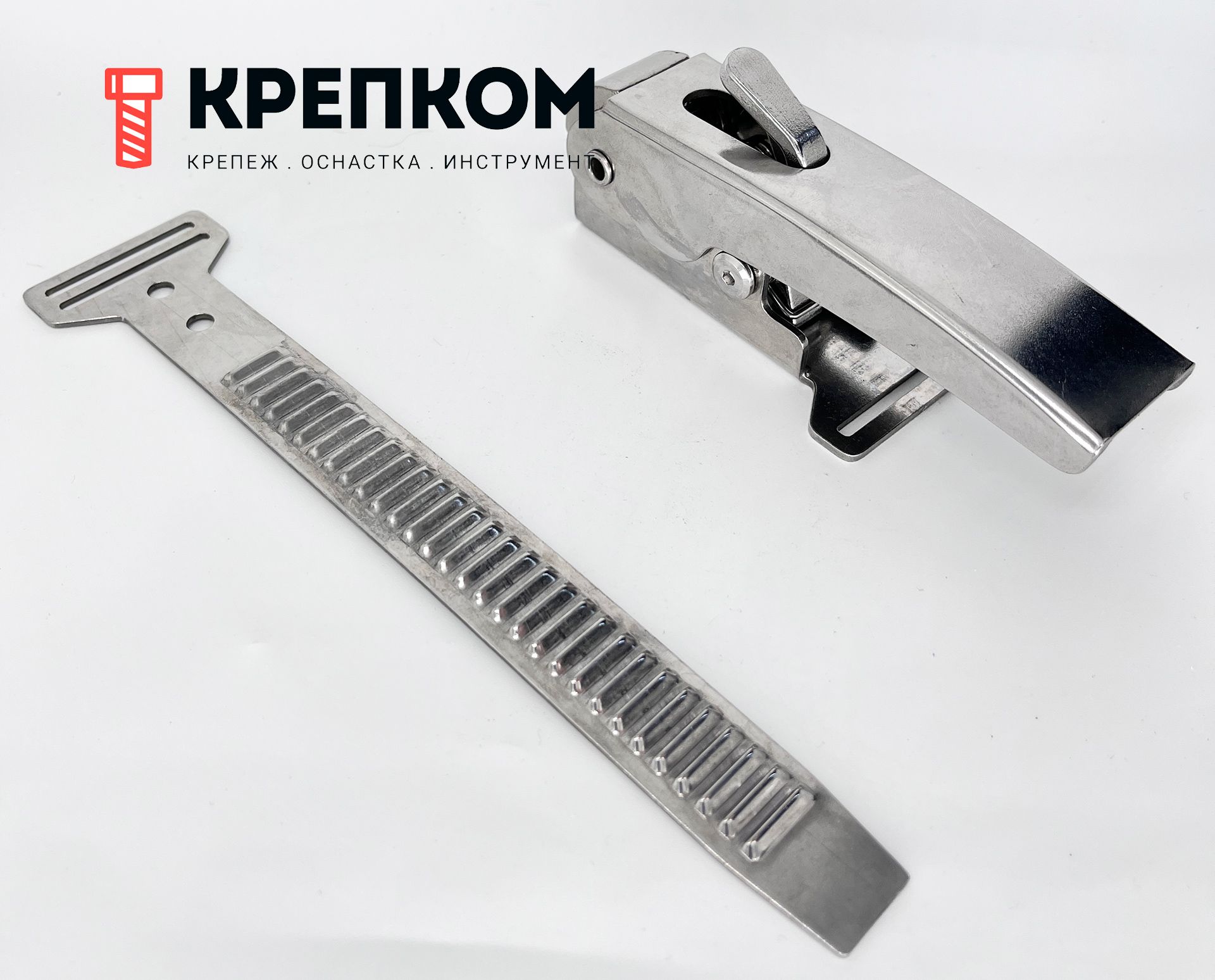 Замок-защелка с кольцевым натяжением L=132 мм, нагрузка 102 кг, BH13, нержавеющая сталь А2 - фото