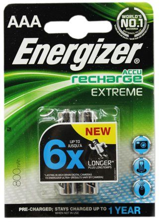 Аккумуляторные батарейки Energizer Extreme Pre-Ch R03 800 mAh BP2 (2 шт) - фото