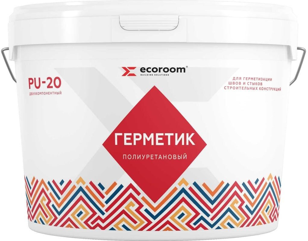 Герметик полиуретановый двухкомпонентный серый Ecoroom PU-20 7708/16, ведро 16,5 кг - фото