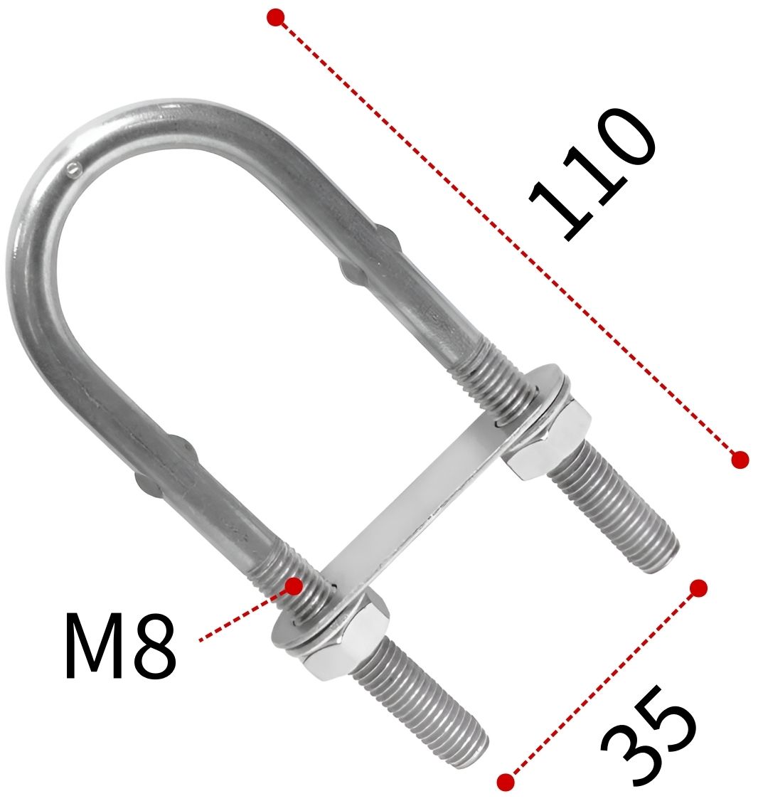 Болт-скоба U-образная М8х110 мм 8230, нержавеющая сталь А4 - фото