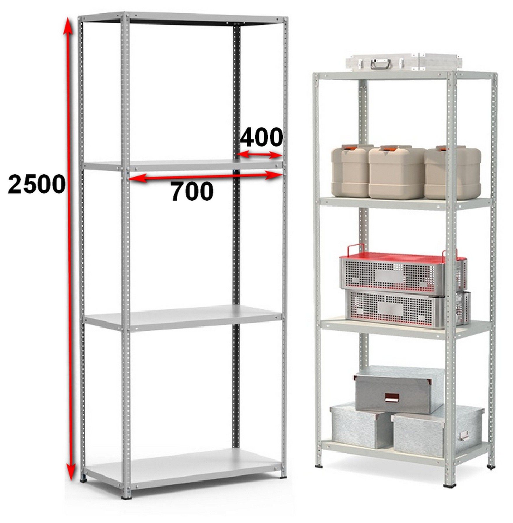 Стеллаж металлический до 150 кг, 4 полки Металл-завод СТФ 744-2,5 2500х700х400 мм - фото