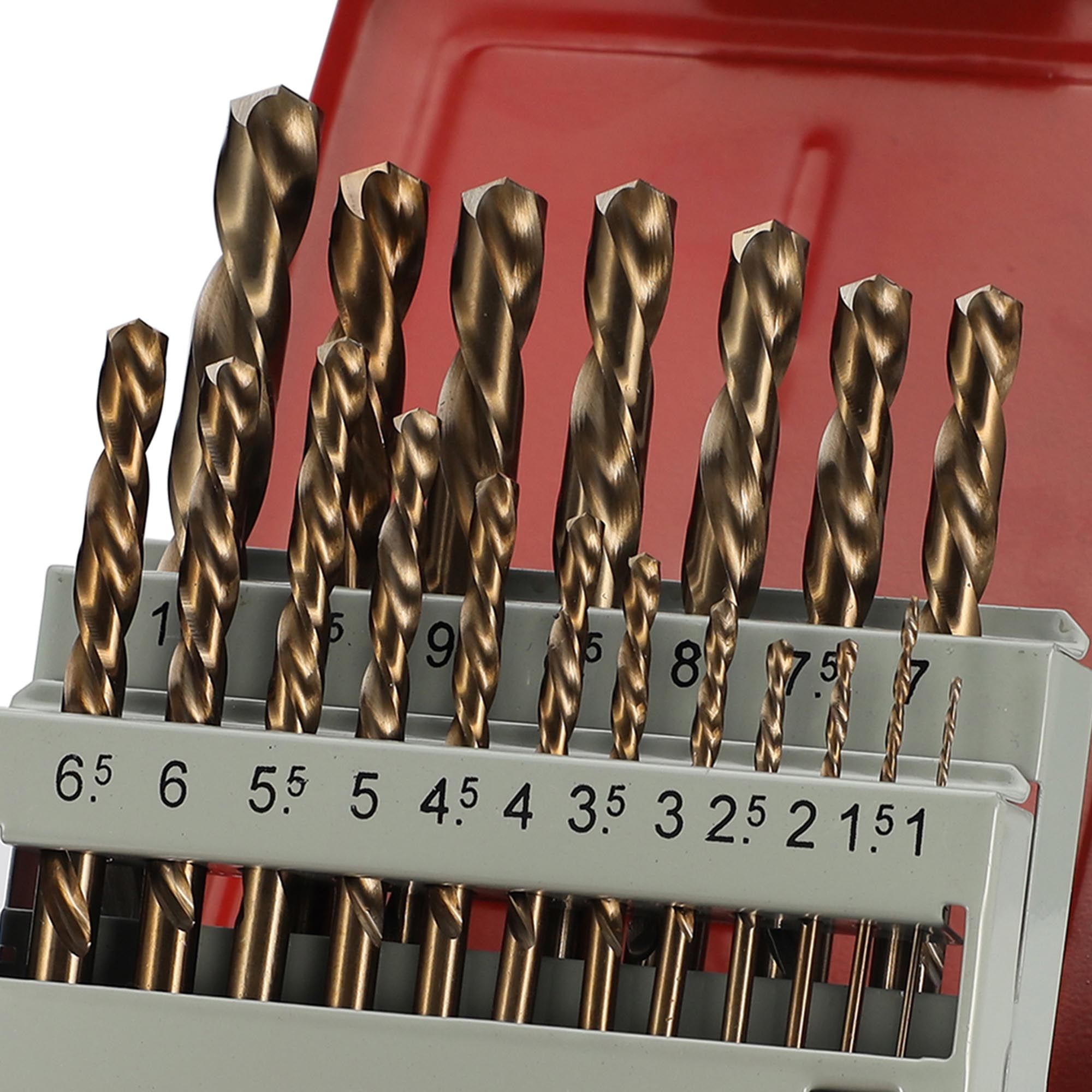 Набор сверл по металлу левого вращения 1-10 мм HSSE Сo5 135° DIN 338 H-Tools 215214LiHT, 19 шт - фото