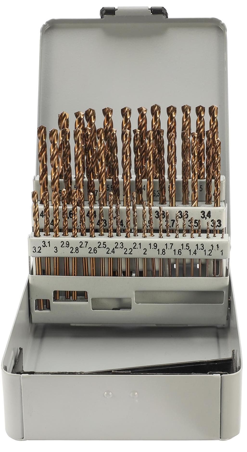 Набор сверл по металлу 1-5,9 мм HSSE-Co5 135° DIN 338 H-Tools 08347400, 50 шт - фото