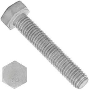 Болт шестигранный с полной резьбой DIN 933, класс прочности 8.8, термодиффузное цинкование - фото