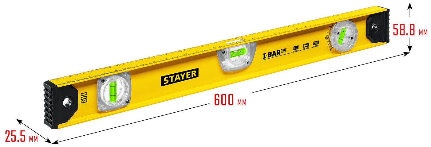 Уровень двутавровый с поворотным глазком Stayer I-Bar 180° - фото