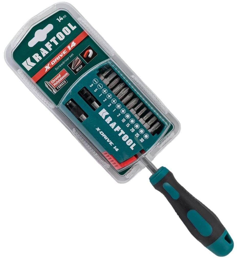 Изображение товара Набор отверток Kraftool X-Drive-14 25814 с битами и кейсом, 14 предметов