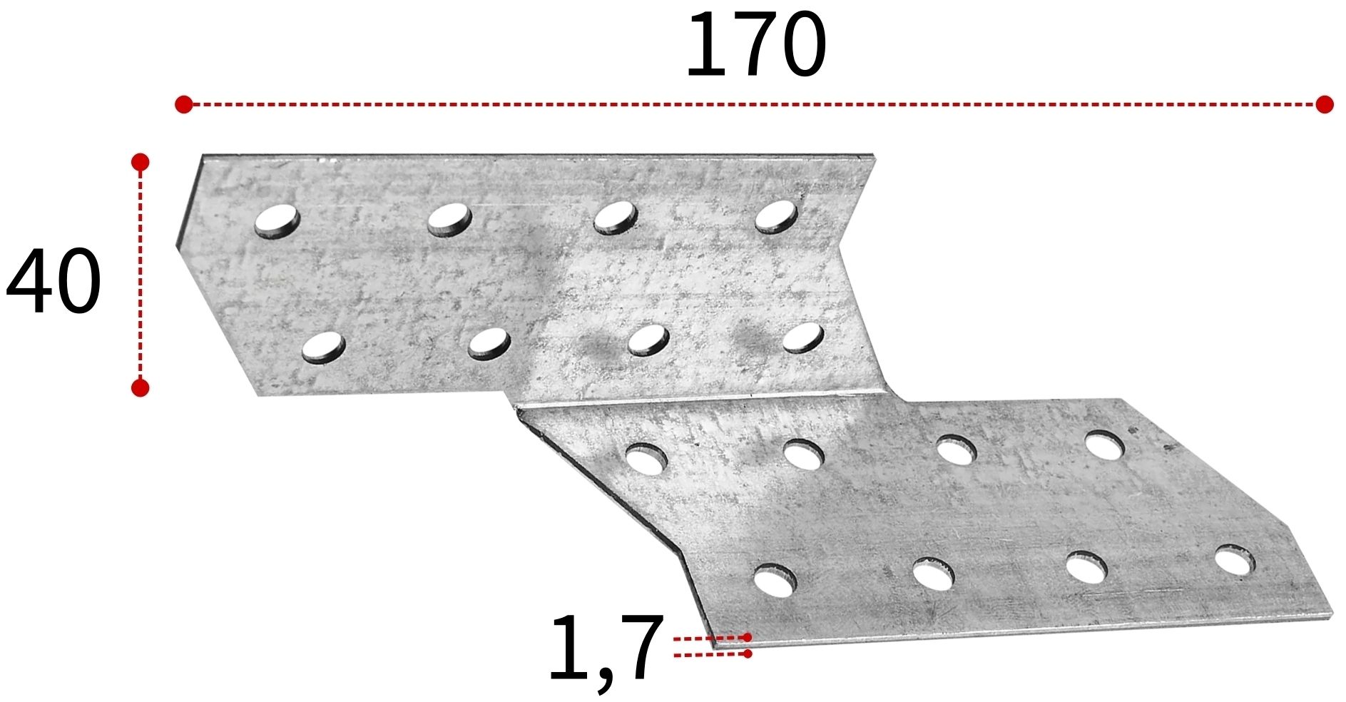 Держатель балки DBЛ левый 170х40х40х1,7 мм, оцинкованная сталь - фото