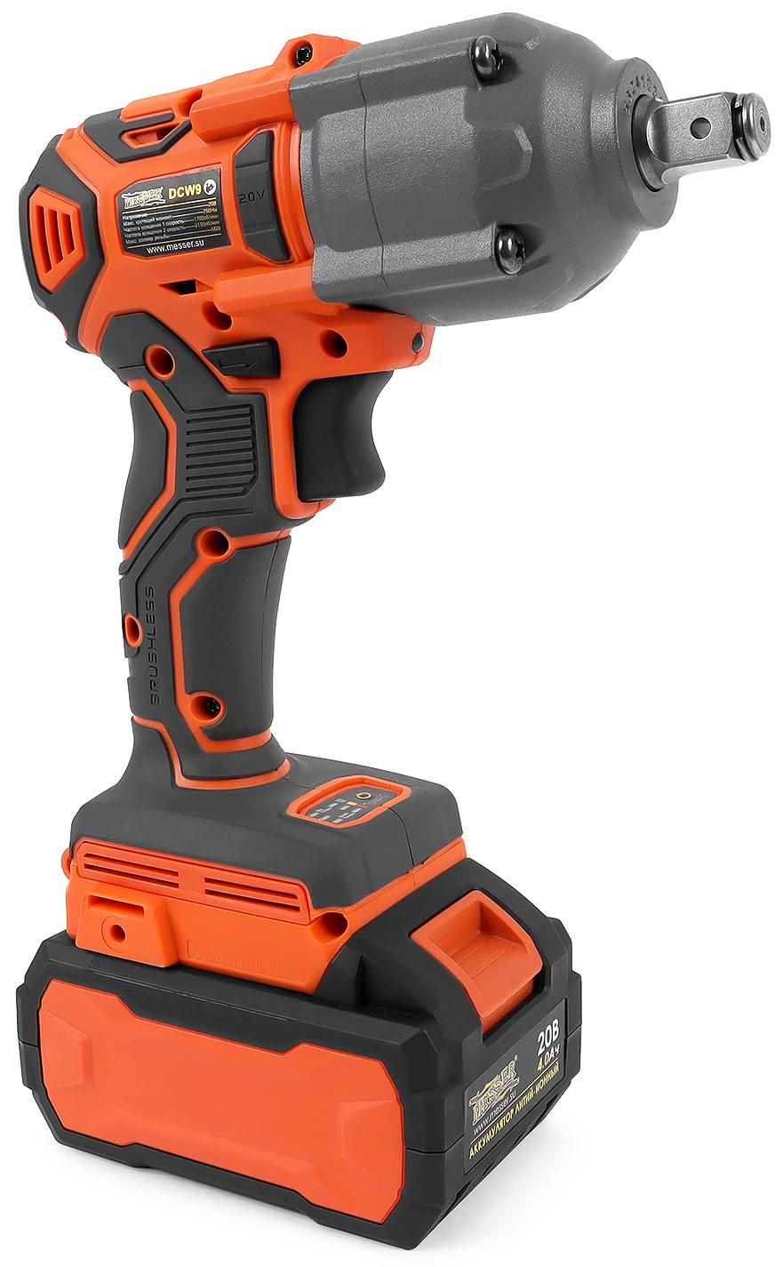 Гайковерт аккумуляторный ударный 750 Нм М20 4 Ач DCW9 Messer 05-41-094 - фото