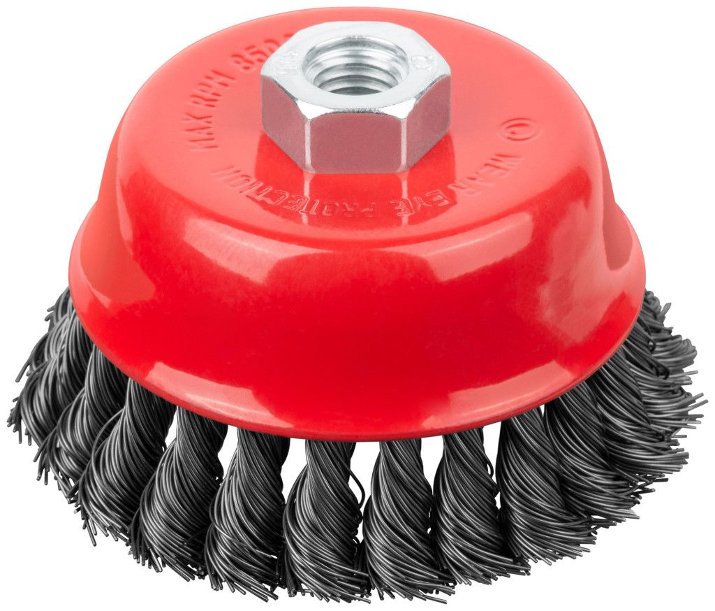 Щетка-крацовка чашечная для УШМ, жгутированная стальная проволока 0,5 мм FIT - фото