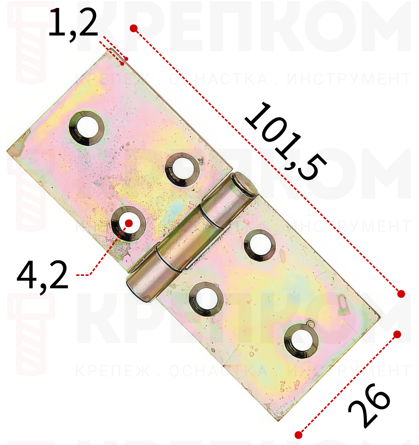 Петля для ящиков 101,5х26 мм Gah Alberts 346751, желтый цинк - фото