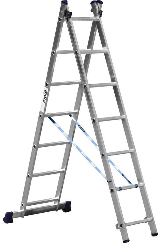 Лестница двухсекционная со стабилизатором СИБИН, алюминий - фото