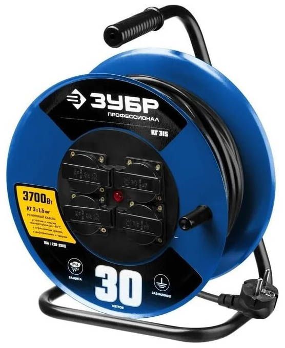 Удлинитель силовой на стальной катушке КГ-315 Профессионал ЗУБР - фото