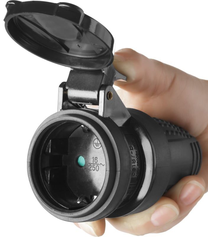 Розетка обрезиненная IP44 16 A/220 В Профессионал ЗУБР 55187-B - фото