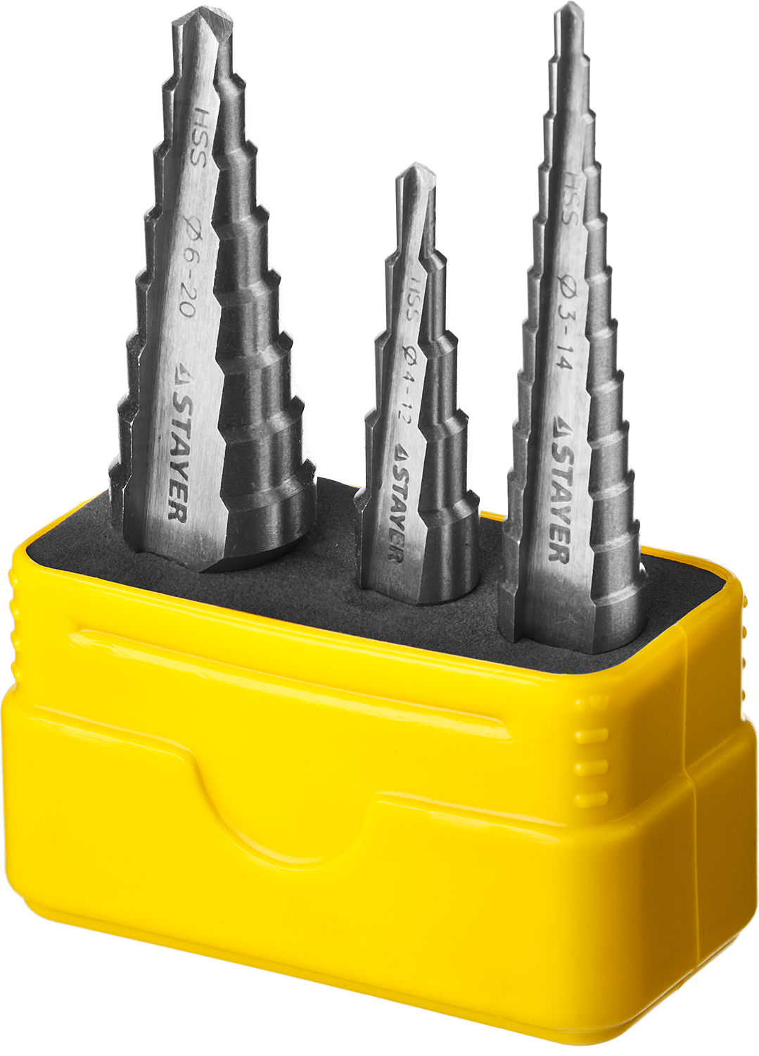 Набор сверл ступенчатых 4-30 мм Max Drill Stayer 29660-4-30-H3, 3 шт - фото