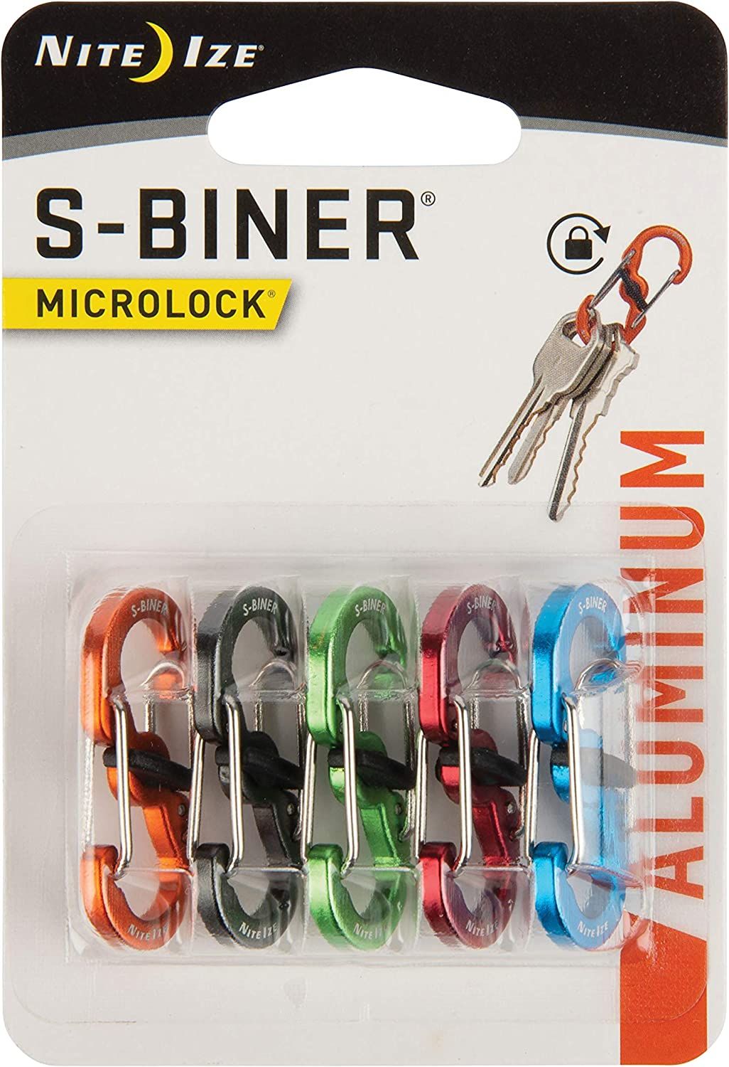 Карабин металлический NiteIze S-Biner MicroLock Aluminum, алюминевый, 5 шт в ассортименте - фото