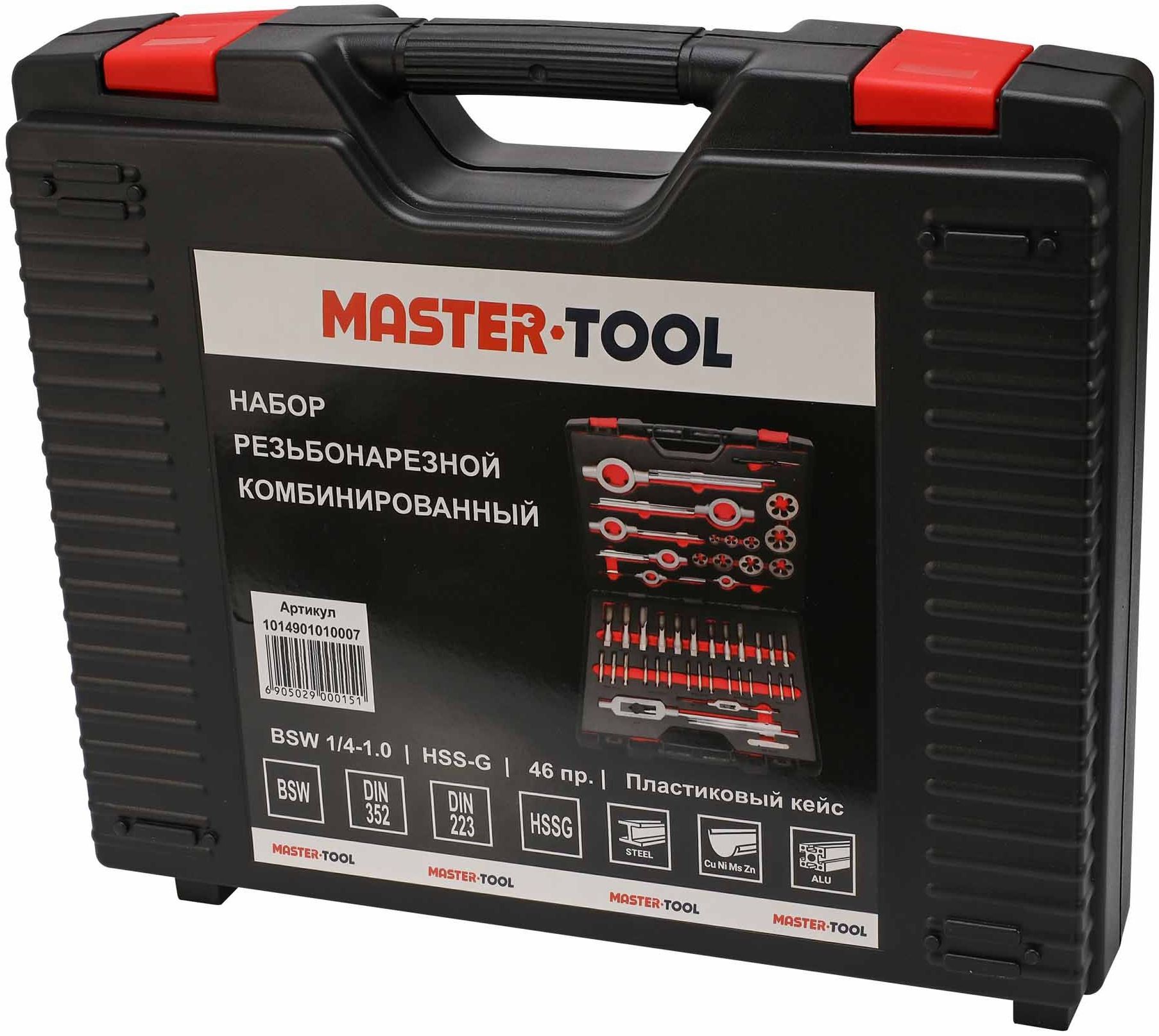 Набор метчиков и плашек BSW 1/4"-1" HSS-G Master-Tool 1014901010007, 46 предмметов - фото