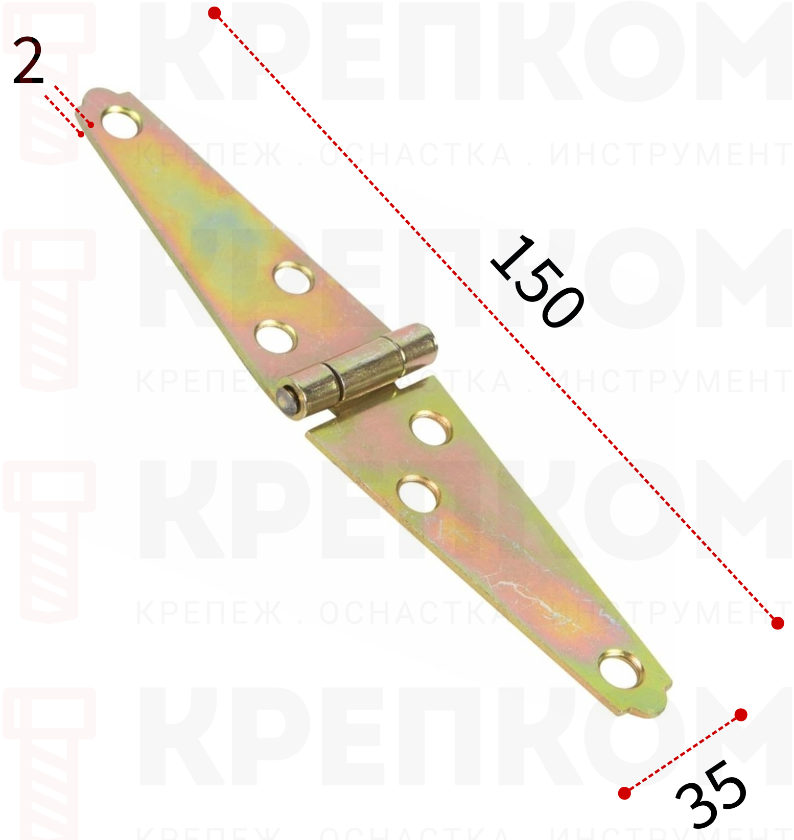 Петля треугольная для сундуков и ящиков 150х35х2 мм Domax ZTS150 8085, оцинкованная пассированная сталь - фото