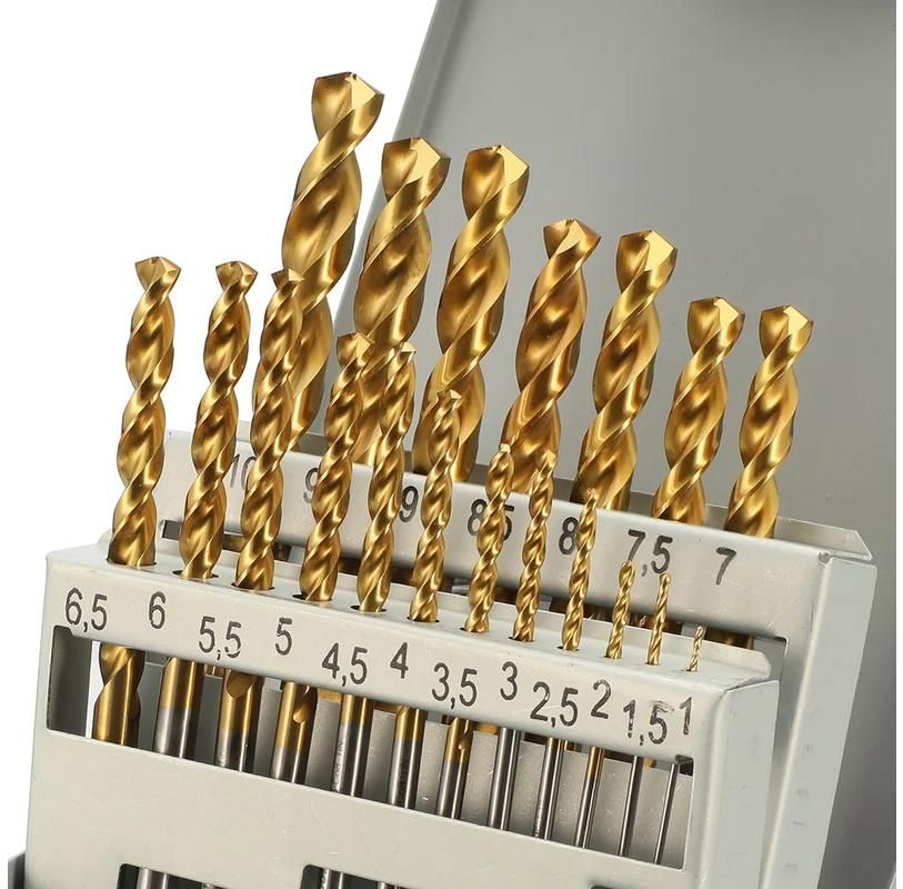 Набор сверл по металлу 1-10 мм HSSE-Co8 TiN 135° DIN 338 H-Tools 08351100, 19 шт - фото