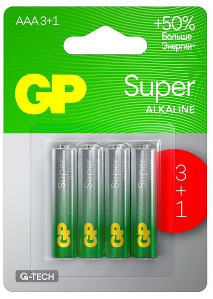 Батарейки Super G-TECH 24A LR03/286/AAA GP, 4 шт - фото
