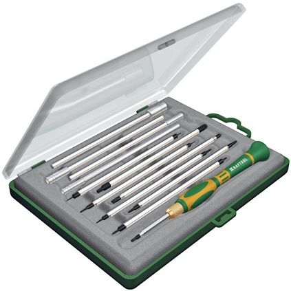 Отвёртка с насадками для точных работ Kraftool Precision-20 25611-H12, 13 предметов в кейсе - фото