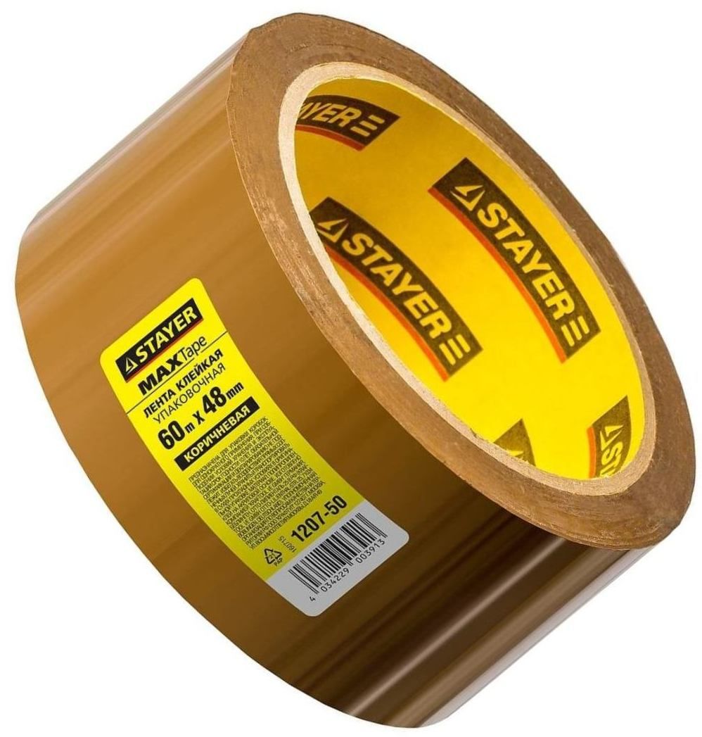 Лента клейкая упаковочная (скотч) 48х0,045 мм 60 м Stayer MaxTape 1207-50, коричневая - фото