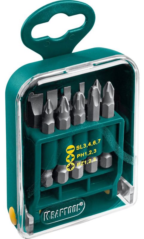 Набор бит в мобильном бит-боксе с клипсой Kraftool 26136-Н11 - фото