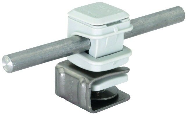 Держатель проводника на кровле, DEHNsnap, с зажимом PLATTENsnap, h=16 мм, Rd=8 мм DEHN 204069, серый пластик/нержавеющая сталь - фото