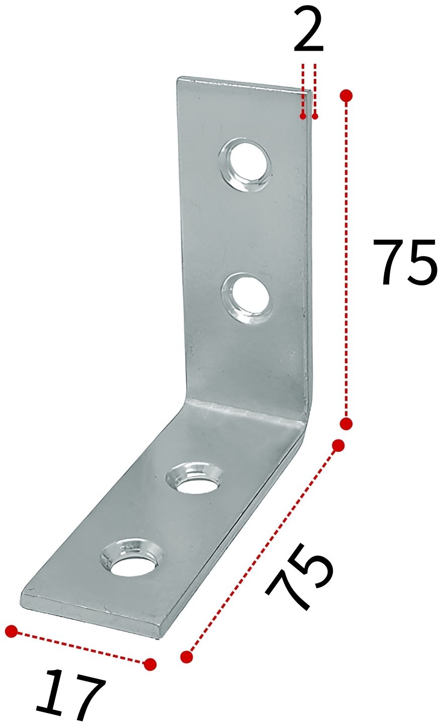 Уголок квадратный бытовой 75х75х17 мм СПК, оцинкованная сталь - фото