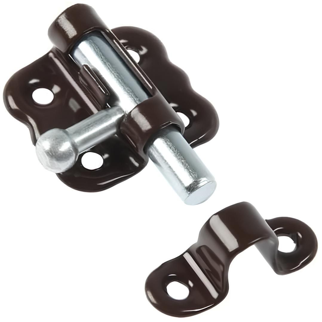 Задвижка накладная 30х33 мм ЗТ-2-30, полимерное покрытие, коричневый - фото