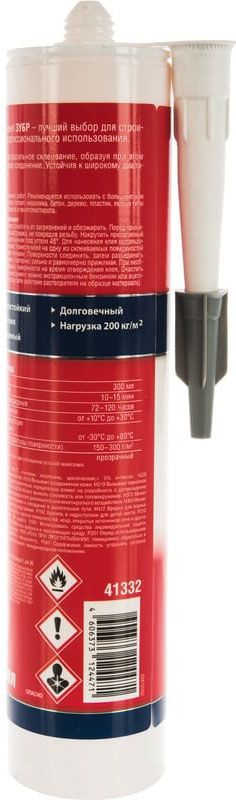Клей монтажный суперсильный 300 мл ЗУБР 41332, прозрачный - фото