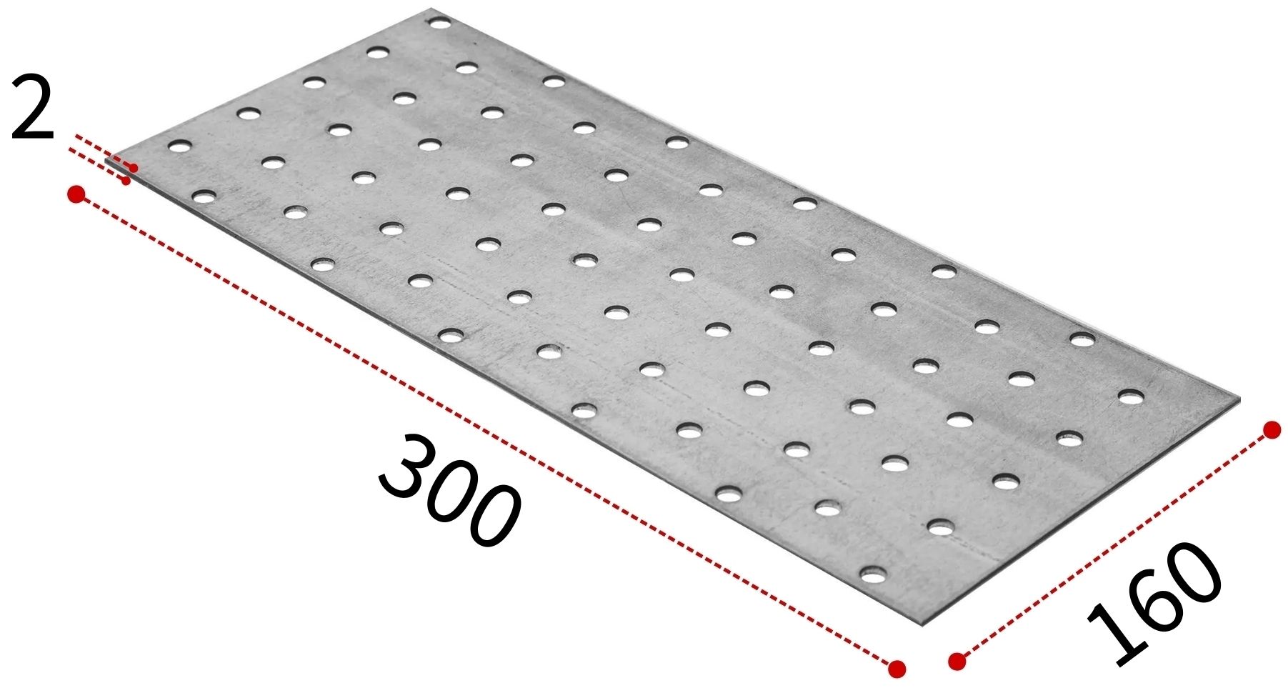 Пластина соединительная 160х300х2 мм ПС, оцинкованная сталь - фото