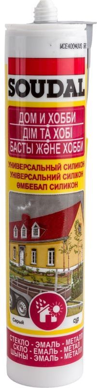 Герметик силиконовый универсальный 280 мл Soudal 105908, серый - фото