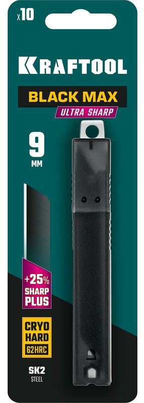 Лезвия сегментированные 9 мм Black Max Kraftool 09602-09-S10, 10 шт - фото