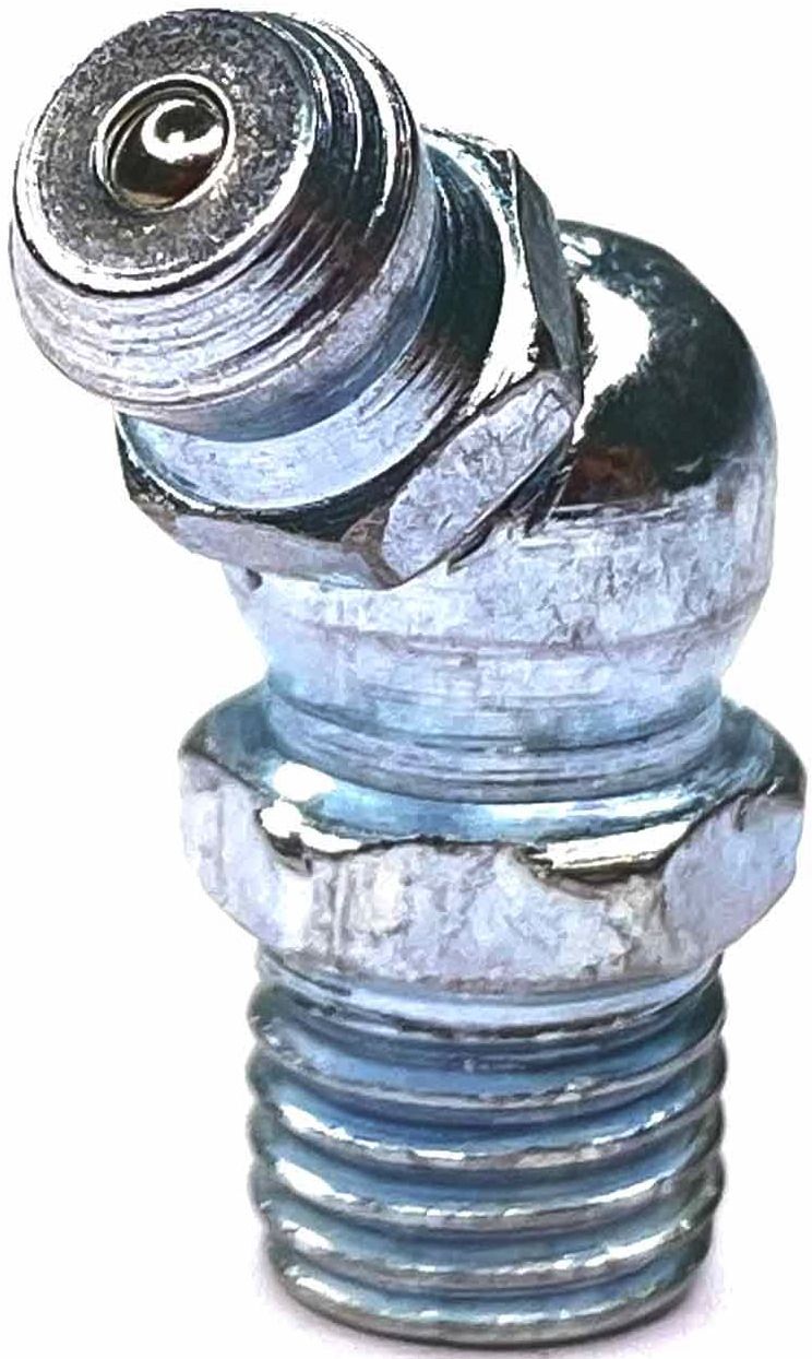 Пресс-масленка дюймовая 1/8"-28 DIN 71412 form B угловая 45°, оцинкованная сталь - фото